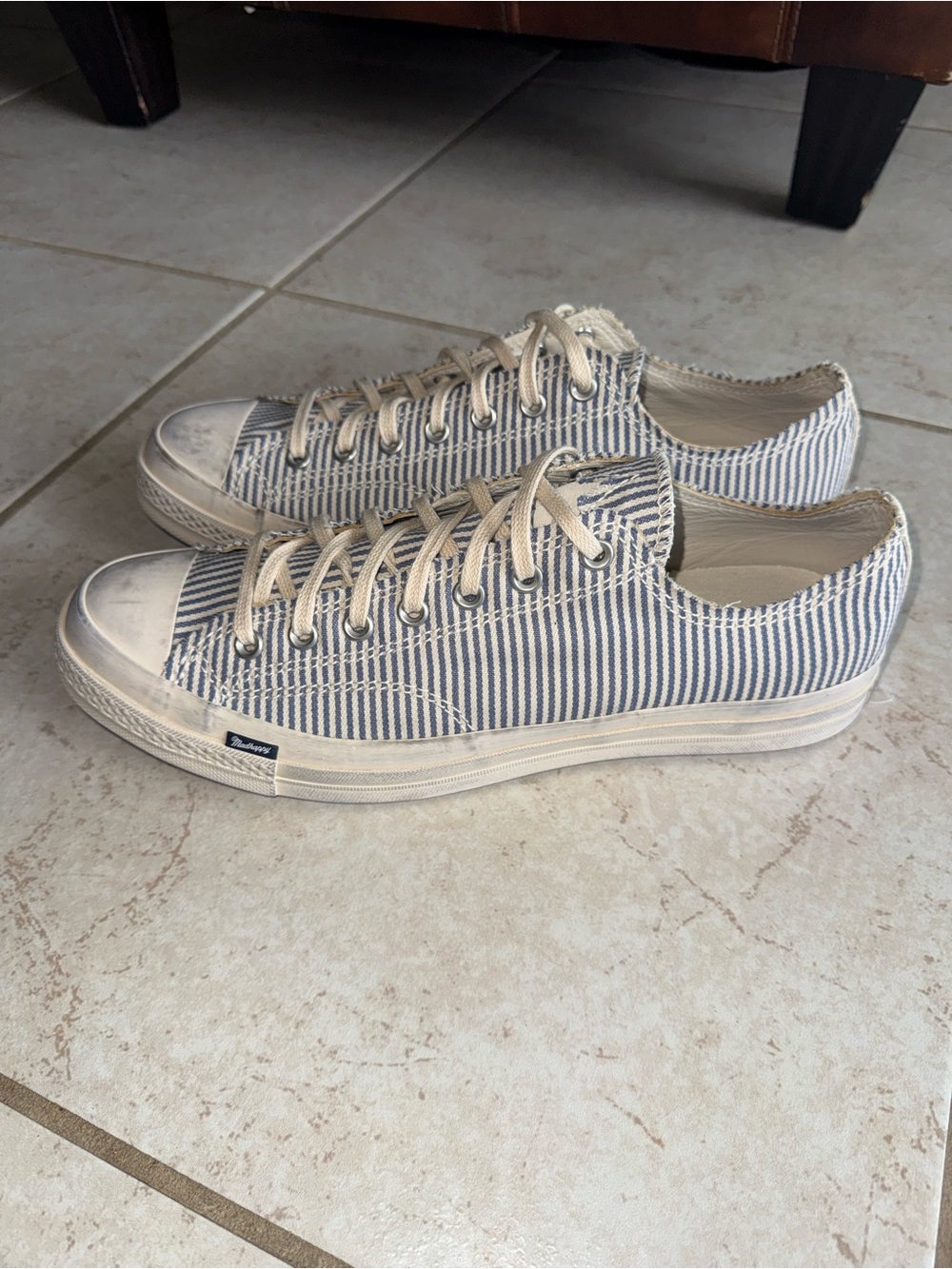 Converse Low-Top Striped Canvas Sneakers - Blue & White